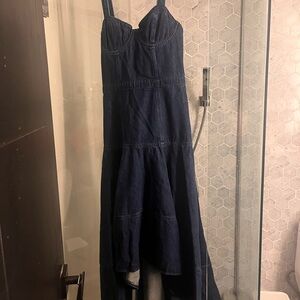 Denim Maxi Dress with Sweetheart Bodice
